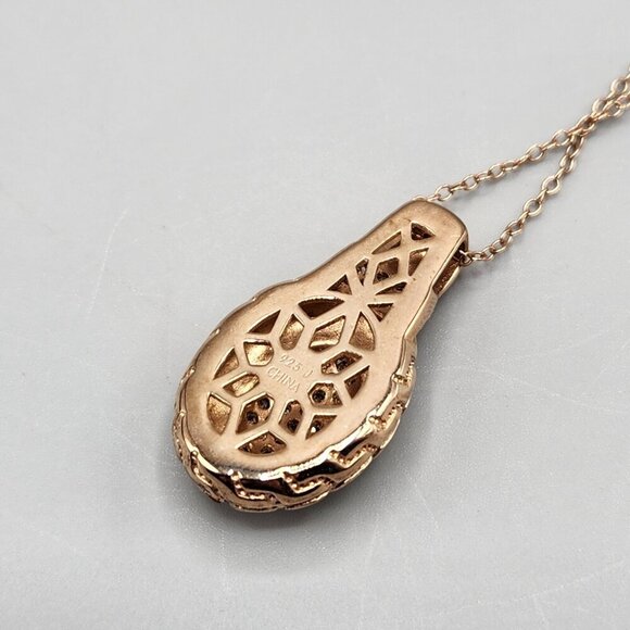 Chuck Clemency 925 Sterling Silver Champagne Diamond Pendant Rose Gold Plated - Picture 3 of 14